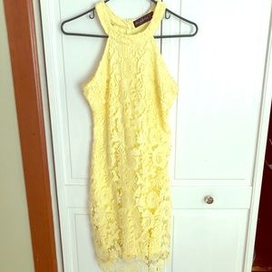 Lemon yellow lace dress